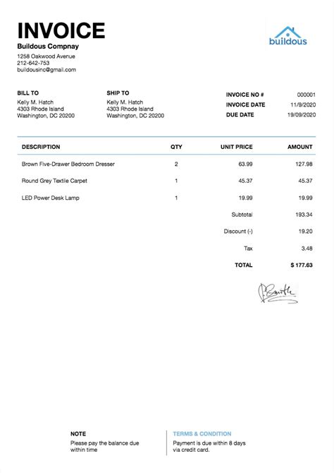 Create an Invoice .